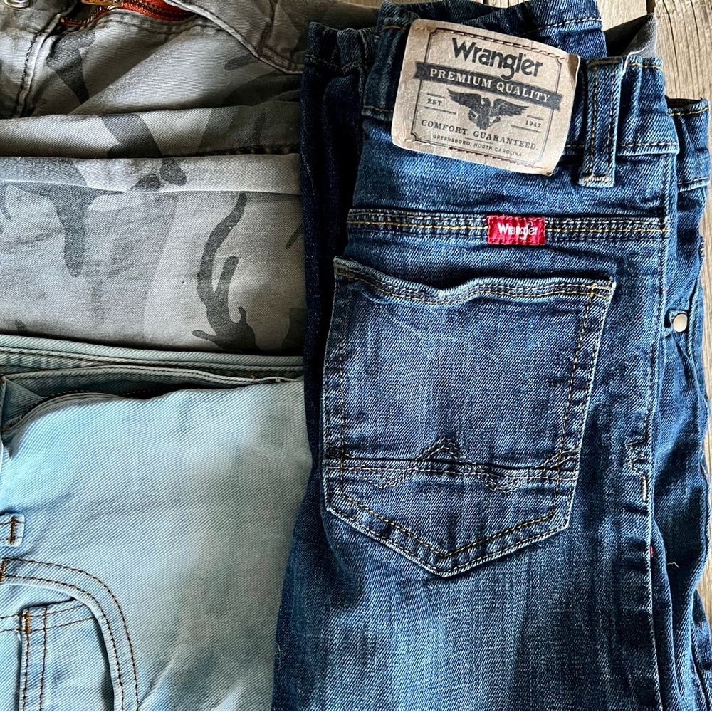 Boys Wrangler size 8 jeans with two Walmart specials (George).